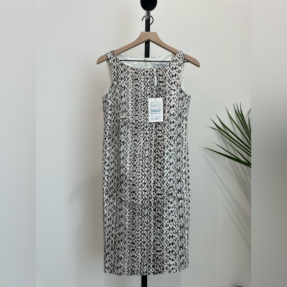 MaxMara Jessica Snake Print Sheath Dress Size 6 Made in Italy NWT Flaw
